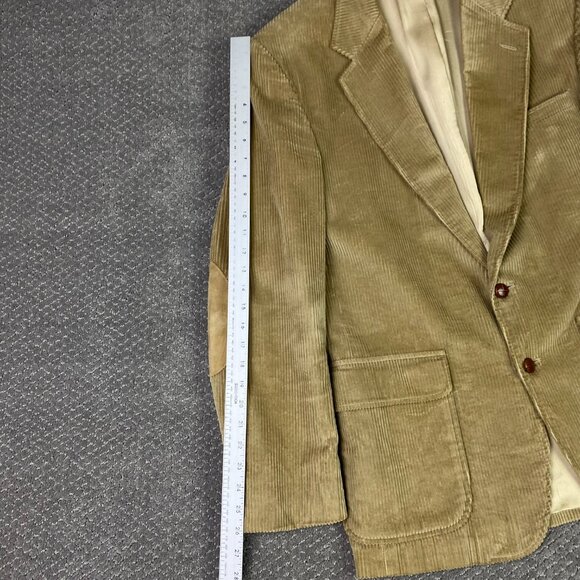 Lands End Corduroy Blazer Sport Coat Men's 41L Tan Elbow Patch Patches - Picture 12 of 15